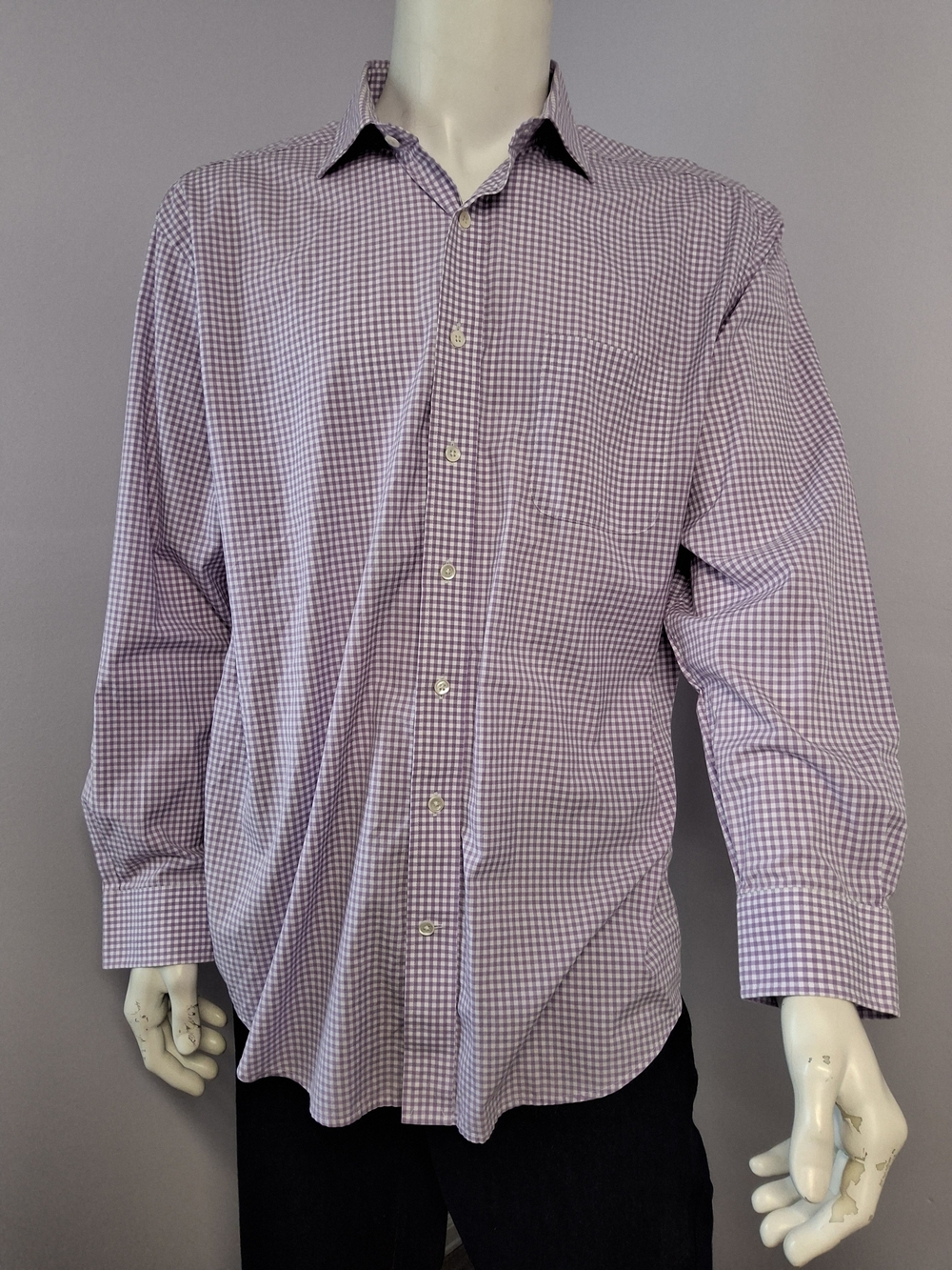 Vineyard Vines Men's Purple White Check Woven Cotton Button-Up Cooper Shirt XL